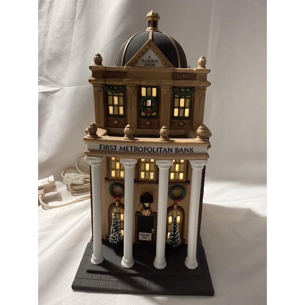 Dept 56 Christmas In The City  First Metropolitan Bank With Box - Picture 2 of 16